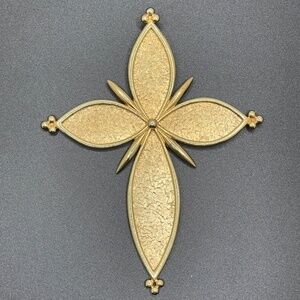 Act II Vintage 80's Signed Gold Tone Large Cross Pendant